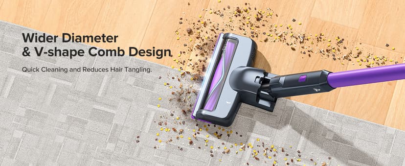 Lubluelu Cordless Vacuum Cleaner, Stick Vacuum Cordless Rechargeable with Lightweight 235W Brushless Motor, Self-Standing and Handheld Design for Carpet, Hard Floor and Pet Hair (Purple)