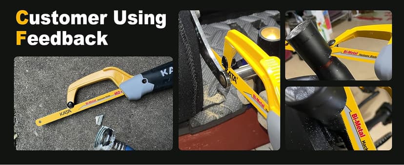 KATA Hacksaw, Compact Hand Operating Hack Saw with 10 Inch Aluminum Frame and 2 Piece Extra Flexible Bi-Metal HSS Blades, Suitable for Wood and Metal (Mini Hacksaw)