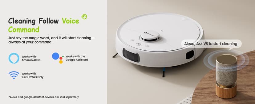 V5 Robot Vacuum and Mop, Self-Emptying Robotic Vacuum Cleaner, 8500Pa Suction, Pet Hair Tangle Cutter, Laser Navigation, Cat Laser, Carpet Detection, Ideal for Hard Floor, Tile, and Carpet