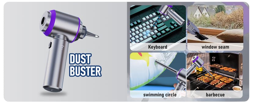 Car Vacuum Portable Cordless 20000PA High Power Mini Vacuum Cleaner 4-in-1 Compressed Air Duster & Air Blower & Pump Hand Held Vacuum with Brushless Motor for Car, Home, Office,Camping