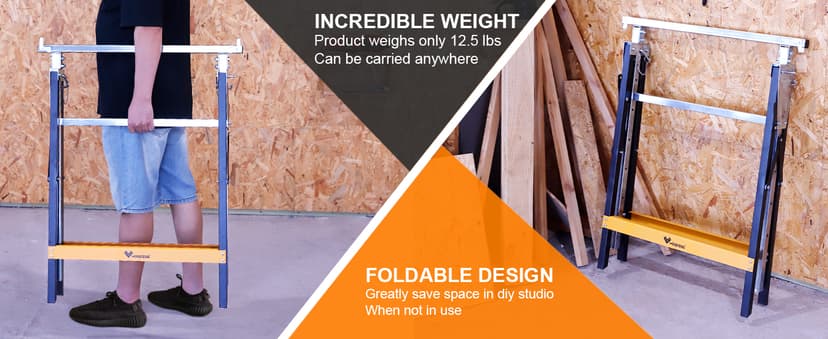 Metal Saw Horses 2 pack Folding Heavy Duty 880 lbs Load Capacity Saw Horse Adjustable 7 Level Height for Woodworking