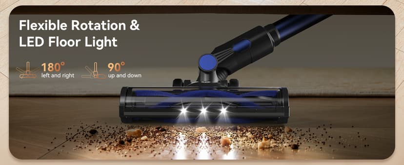 NADALY Cordless Vacuum Cleaner, Stick Vacuum with 3 Powerful Suction Modes, Max 45 Mins Runtime, Anti-Tangle Vacuum Cleaner for Home, 8-in-1 Rechargeable Vacuum for Carpet, Pet Hair, Hard Floors