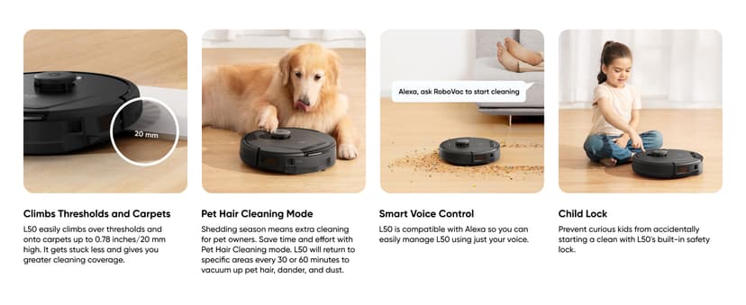 eufy Clean L50 SES with 60 Day Self-Empty Station, Multi-Floor Cleaning, Customizable Mapping,Up to 60 Days Hands-Free Cleaning