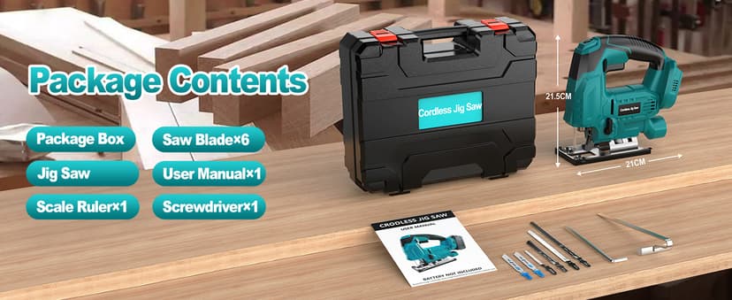 Jigsaw, Cordless Jig Saw Tool for Makita 18V Battery, Varible Speed, with LED Light, 0°-45° Bevel Cuts, 3-Position Orbital Jigsaw for Wood/PVC/Metal Cutting (Tool Only)