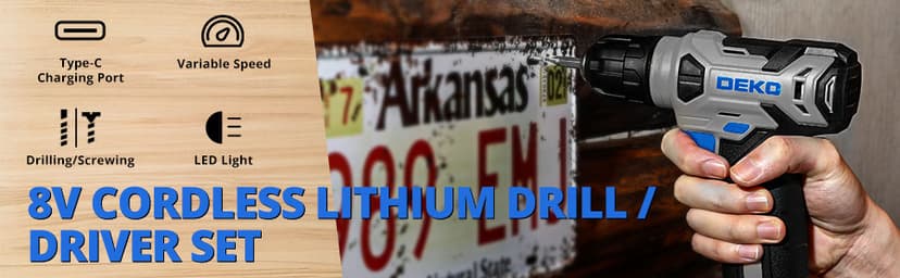 DEKOPRO Drill Set: Tool Set with 8V Blue Cordless Drill, Home Tool Kit with Drill, Hand Tool Kits for Men & Women 126 Piece