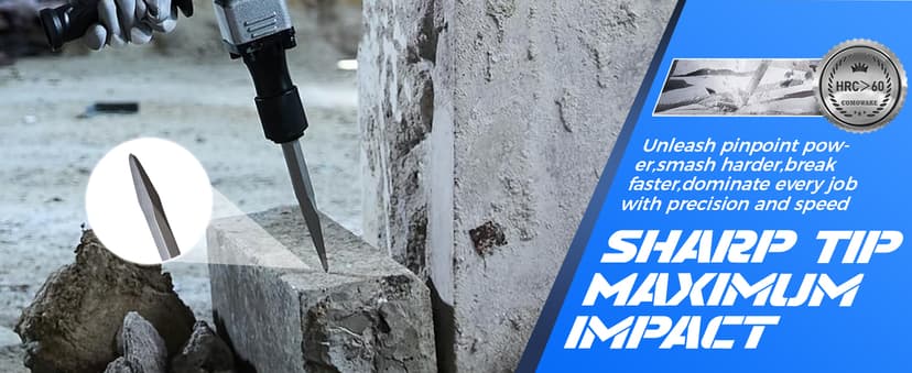 COMOWARE Rotary Hammer Drill Bits Set & Chisels- SDS Plus Concrete Masonry Hole Tool 17pcs with Storage Case