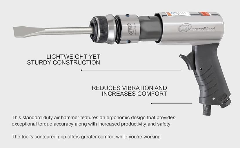 Ingersoll Rand 114GQC Air Hammer - 3 PC Chisel Set with Tapered Punch, Panel Cutter, Flat Chisel, 2-5/8 Inch stroke, 3500 BPM, Lightweight, Compact, Gray