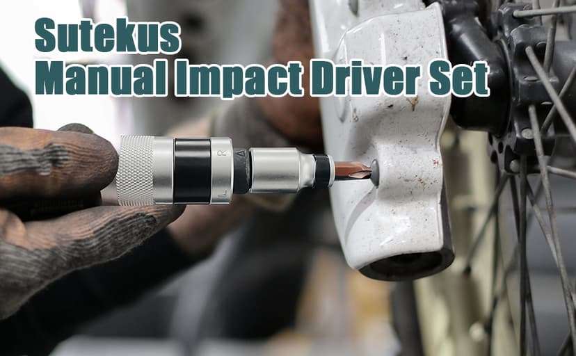 Sutekus 1/2 Inch Drive Manual Impact Driver Set Reversible Hand Held Impact Screwdriver with S2 Steel Bits for Disengage Rusted Fasteners or Frozen, 7Pcs