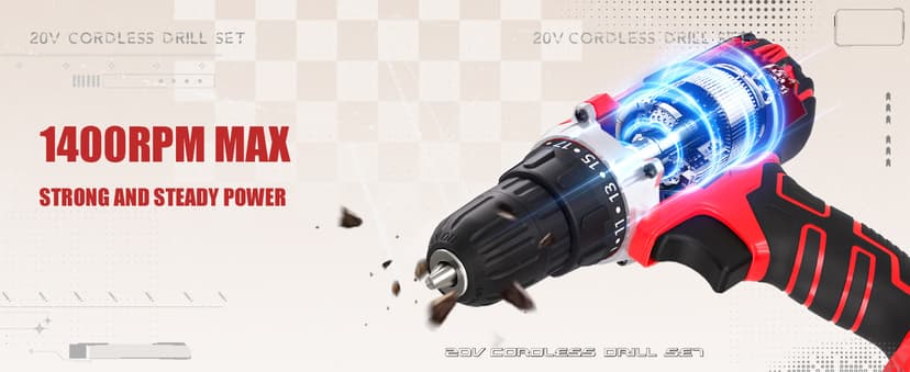 AVID POWER 20V MAX Power Drill Kit, Cordless Drill Set with Battery and Charger, 2 Variable Speed, 3/8-Inch Keyless Chuck, 19 Position and 22pcs Bits