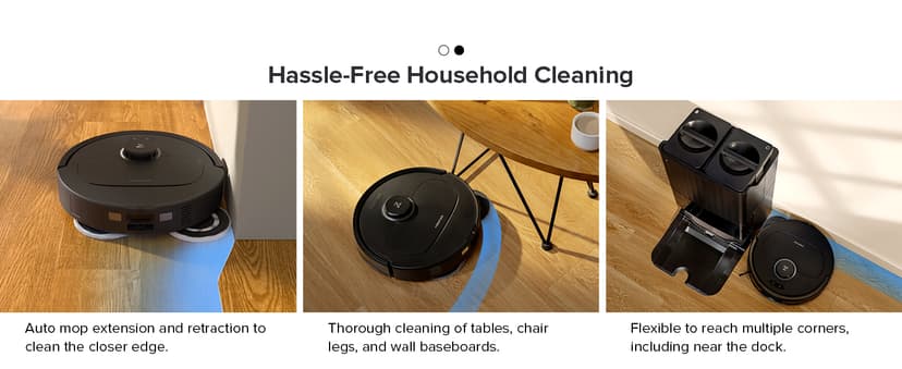 roborock Qrevo Plus Robot Vacuum and Mop with FlexiArm Design Edge Mopping, Self-Emptying, 10 mm Liftable Mops, Auto Mop Washing & Drying, Reactive Tech Obstacle Avoidance, 7,000 Pa Suction, Black