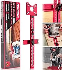New 4 in 1 Router Milling Groove Bracket, Aluminum Alloy Router Circle Cutting Jig, Multifunctional Router Guide for Cutting Circles, Adjustable Router Jig Tool for Woodworking (Rose Red)