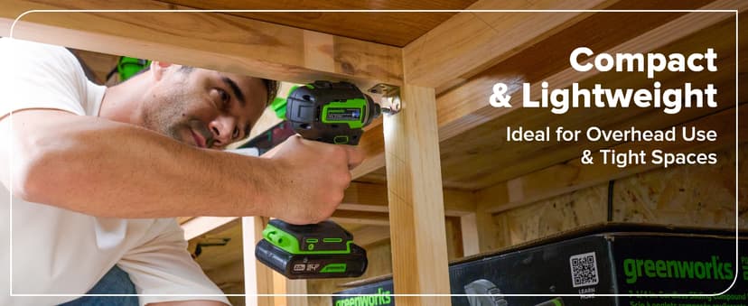 Greenworks 24V Cordless Brushless 400 in-lbs Drill/Driver+1950 in-lbs Impact Driver Combo,High Torque, Lightweight, (2) 2.0Ah USB-C Batteries(12,000mAh Power Bank) and 65W USB-C Fast Charger(3-Port)