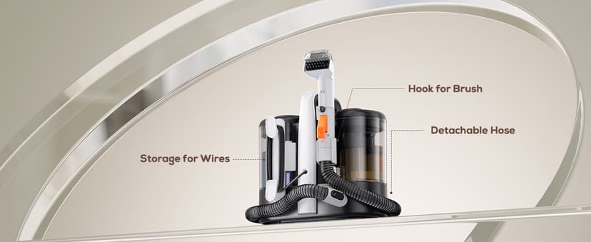 Upholstery Cleaner Machine, Powerful Suction & Portable Spot Remover, Deep Stain Cleaning for Carpet, Pets, Stairs, Car Seat, Couch, with Dual Size BrushHead and Cleaning Solutions