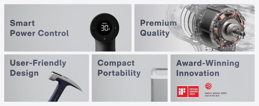 HOTO Cordless Brushless Drill Tool Set, Variable Speed, Hidden Buckle, Unique LED Screen, Intelligent Digital Display, Exquisite & Practical, High-end Drill Kit for Home/Daily Use