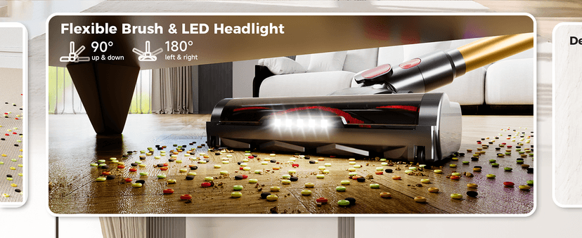 Cordless Vacuum Cleaner, 500W 40Kpa 60Mins Vacuum Cleaners for Home, Anti-tangle Stick Vacuum with Self-Standing, Wall Mount Charging, LDE Display, Wireless Vacuum for Carpet Pet Hair Hardfloor