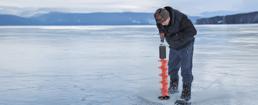 Eyoyo 6-8" Diameter Ice Auger Bit, 1 Set Replacement Blade & Blade Protector with 1/2 Inch Chunk Drill Adapter, Nylon Auger Convenient for Ice Fishing