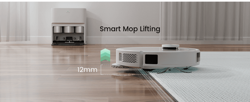 Robot Vacuum with All-in-One Station, Dual Mops with 12 mm Auto-Lift and Carpet Detection, Auto Dust Collection, 6000 Pa Suction, 180 Mins Runtime, Auto Mop Washing & Drying