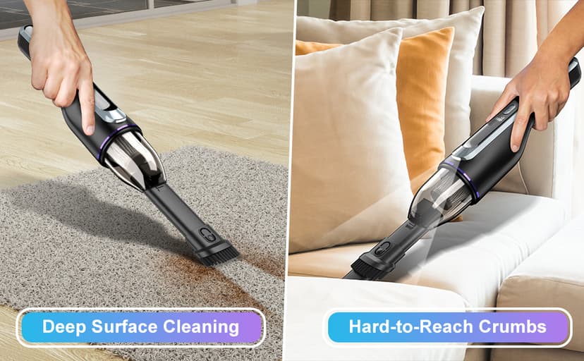 Handheld Vacuum Cordless - Car Vacuum with Brushless Motor & 14000Pa Powerful Suction, 1.2lbs Lightweight, LED Light, Slim Mini Vacuum Cleaner for Car Home Office Pet