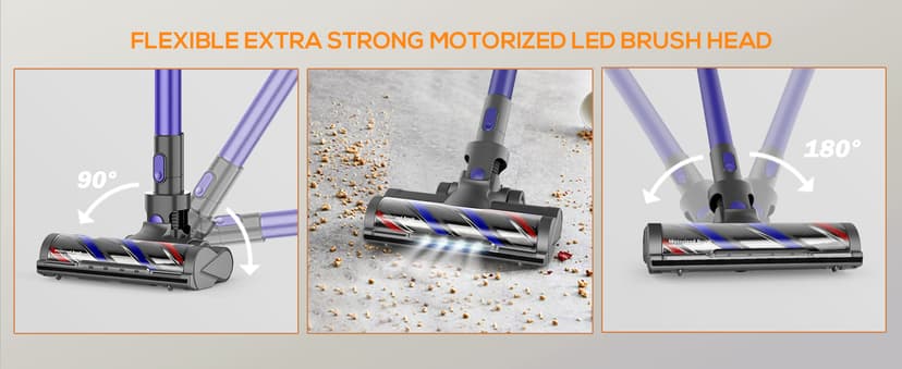 Vacuum Cleaners for Home, Cordless Vacuum Cleaner Powerful Suction with 80000 RPM, Up to 40mins Runtime, Rechargeable, Wall-Mounted, Tangle-Resistant Stick Vacuum for Carpet, Hard Floors