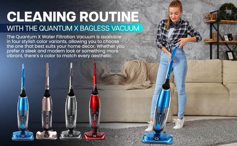 Quantum X Upright Water Filter Vacuum — The Best Bagless Household Vac Cleaner with Water & MicroSilver Filtration to Clean Wet & Dry Messes - Pet, Dog Hair & Toddler Spills on Carpet & Hardwood Floor