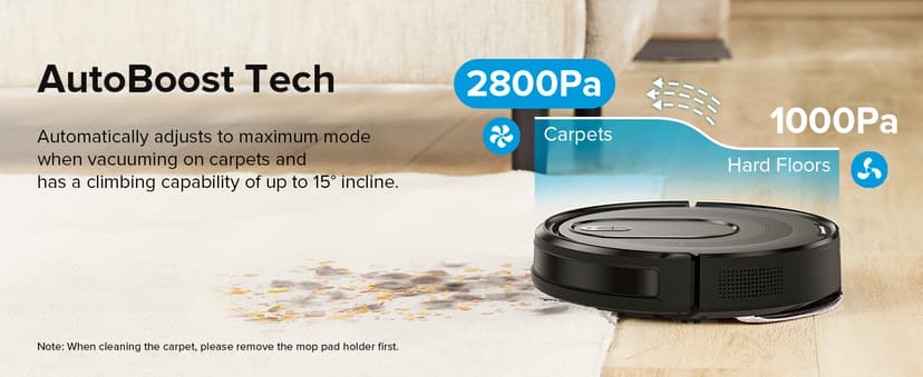 W7 Robot Vacuum and Mop Combo, 2 in 1 Mopping Robotic Vacuum Cleaner with Watertank and Dustbin, Self-Charging, Slim, Max 120mins Runtime for Hard Floor, Carpet Cleaning