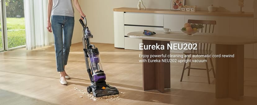 Eureka Powerful Lightweight Upright Vacuum Carpet and Floor, PowerSpeed NEU202 with Automatic Cord Rewind, Purple