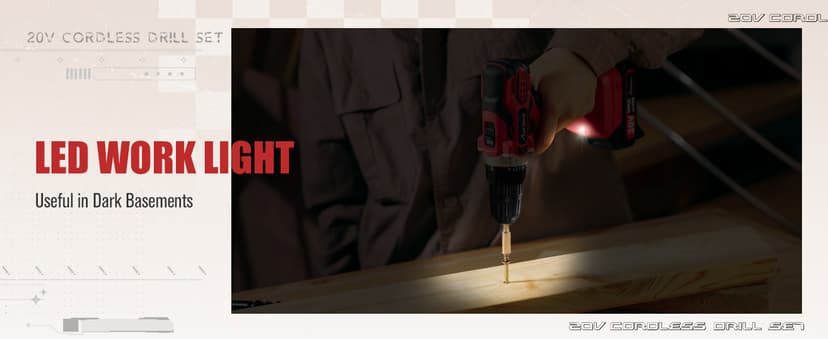 AVID POWER 20V MAX Power Drill Kit, Cordless Drill Set with Battery and Charger, 2 Variable Speed, 3/8-Inch Keyless Chuck, 19 Position and 22pcs Bits