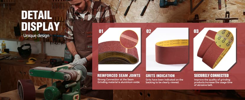 S SATC 3x18 Sanding Belts 20PCS Belt Sander Paper Aluminum Oxide (3 Each of 60/80/120/150/240/400 Grits & 2 of 40 Grits) Ideal for Wood Metal Paint Sanding