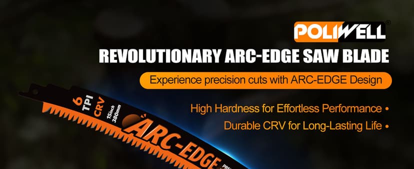 POLIWELL 15 Inch Japanese Teeth Reciprocating Saw Blade,Arc-Edge Wood Pruning Saw Blades for Tree Trimming,6TPI Saw Blades for Wood Cutting & Branch Pruning,3 Pieces