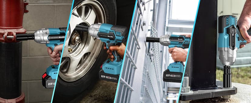 Seesii Cordless Impact Wrench 1/2 inch, High Torque 479 Ft-lbs(650Nm) Brushless Impact Gun,2500RPM w/2x4.0 Battery, 6 Sockets,8 Drill Bits, High Torque Power Impact Driver for Car Home,WH700