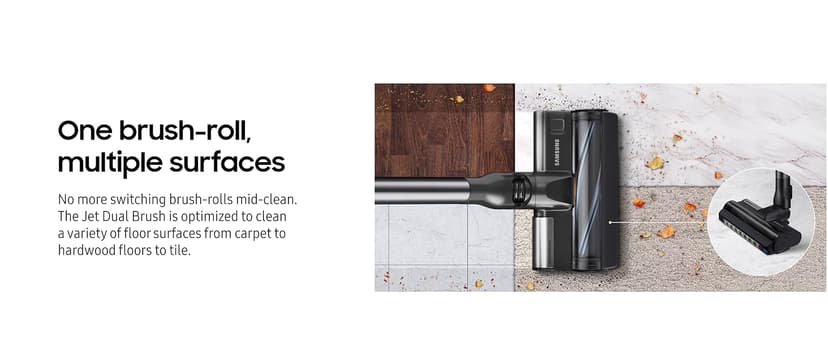 SAMSUNG BESPOKE Jet Cordless Stick Vacuum Cleaner w/ Clean Station, Powerful Multi-Surface Floor Cleaning for Carpet, Hardwood, Tile, 5-Layer Filter, Lightweight, VS20A9580VB/AA, 2023, Midnight Blue