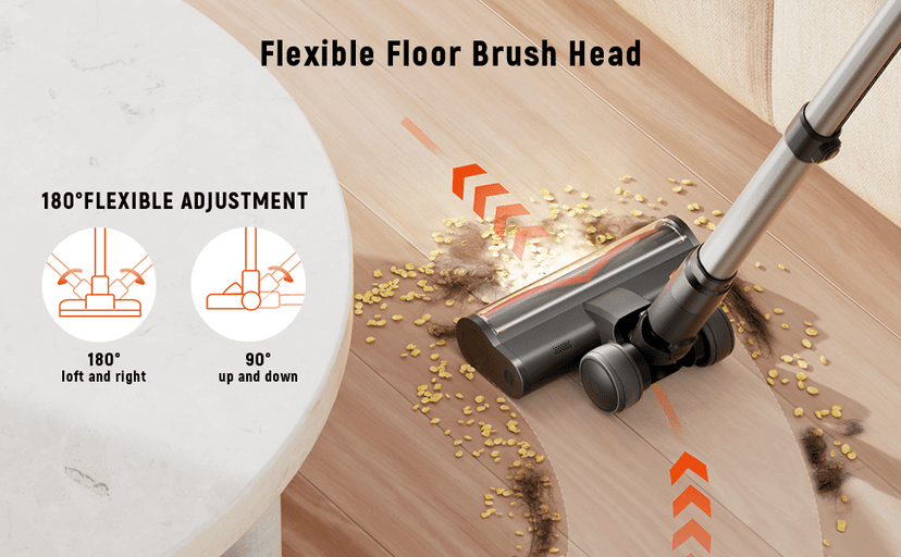 Cordless Vacuum Cleaner, 30Kpa Home Stick Vacuum, Smart Display & 1.5L Dust Cup, 55mins Max Runtime, Rechargeable Lightweight Handheld Vavuum for Pet Hair/Carpet/Hardwood Floor/Car (Red)