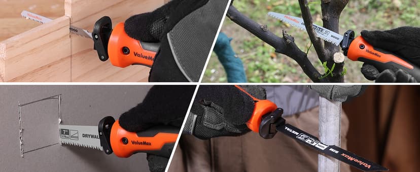 Valuemax 8-In-1 Multi-Blades Hand Saw, Quick-Change Mechanism Hacksaws with TPR Handle, CRV & Bimetal Blades, Drywall/Jab Saw, Handsaws for Wood, Metal, Plastic and Plywood