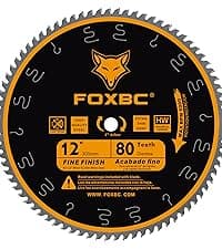 FOXBC 10 Inch Thin Kerf Fine Finish Crosscut Table Saw Blade, 60-Tooth ATB, with 5/8-Inch Arbor