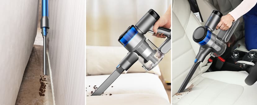 Dzaki Vacuum Cleaners for Home, 400W 45KPa 55 Mins Runtime Cordless Vacuum Cleaner, Smart Induction Auto-Adjustment Stick Vacuum, Rechargeable Battery Vacuum Cordless for Carpet Floor Pet Hair (Gray)