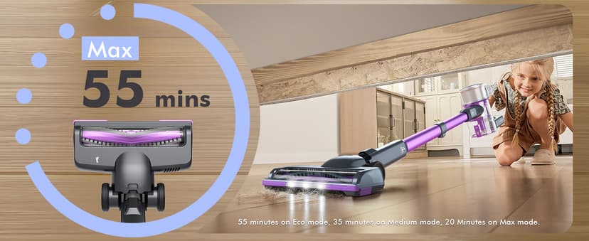 48kPA Cordless Vacuum Cleaner, 190AW Powerful Suction, Max 60min Runtime, 4000mAh Large Battery, Anti Hair Wrap Stick Vacuum, Vacuum Cleaners for Home, Pet Hair, Hard Floors and Carpets, Cars