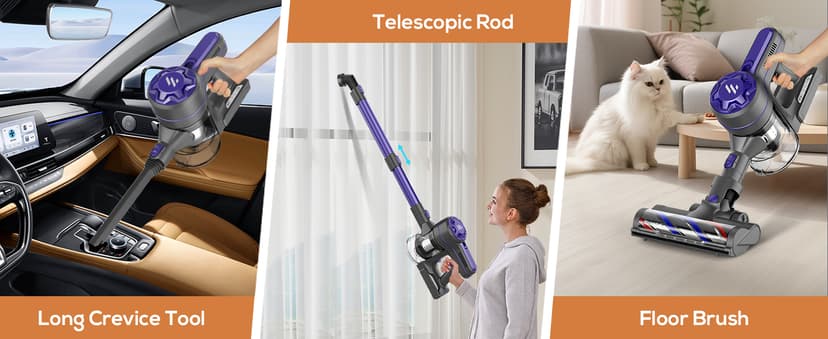 Vacuum Cleaners for Home, Cordless Vacuum Cleaner Powerful Suction with 80000 RPM, Up to 40mins Runtime, Rechargeable, Wall-Mounted, Tangle-Resistant Stick Vacuum for Carpet, Hard Floors