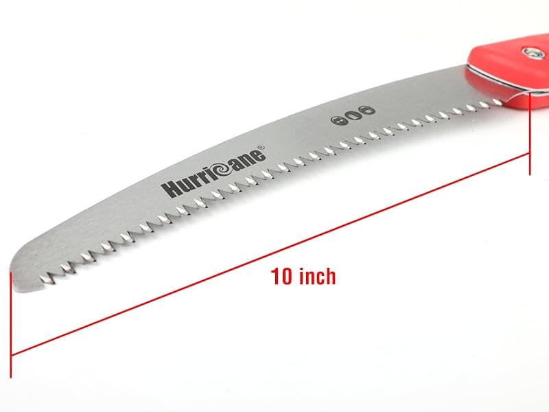 HURRICANE Folding Hand Saw, 10 Inch Pruning Saw, Hand Saw for Wood Cutting, Camping Tree Saw with SK5 Curved Blade, Triple-cut Razor Teeth, Outdoor Portable Saw for Tree Trimming, Gardening, Hiking