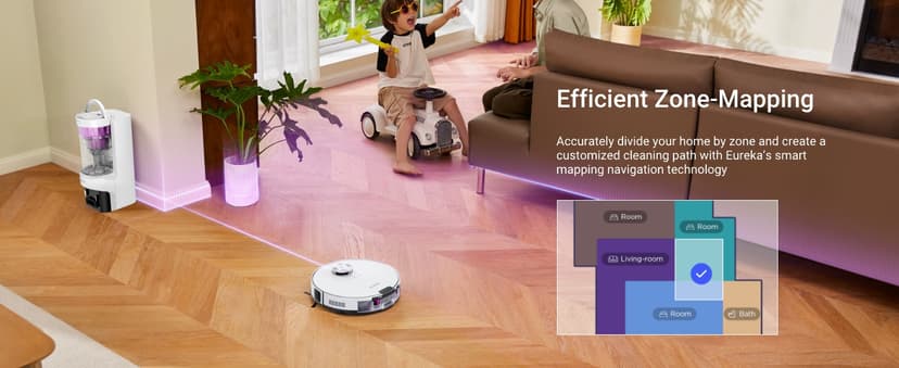 Eureka E20 Plus Robot Vacuum and Mop Combo, Robot Vacuum Cleaner with Bagless Self Emptying Station, 45-Day Capacity 8000Pa Suction and Anti Hair-Tangling Brush App Control LiDAR Navigation