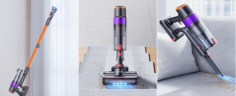 Cordless Vacuum Cleaner, 450W/40KPA 55 Mins Stick Vacuum Cleaner with LED Touch Display, Lightweight Handheld Vacuum Cleaners for Home, Carpet, Pet Hair and Hardwood Floors