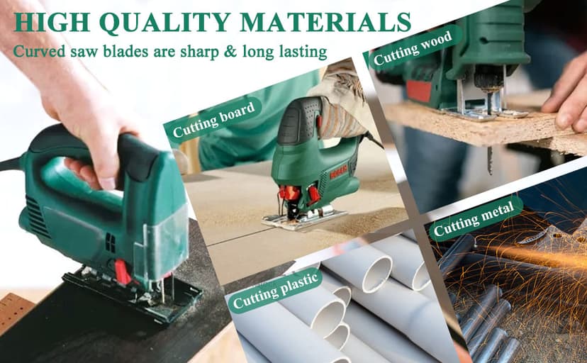 Jigsaw Blades, 10 Piece Jig Saw Blades, Assorted T-Shank jig Saw Blades for Wood, Metal and Plastic Cutting(T111D, T101AO, T101BR, T101D, T101B, T118A, T118B, T144D, T244D,T111C)