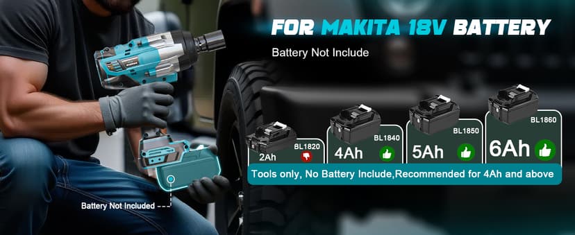 Cordless Impact Wrench 1/2" Compatible with Makita 18V Battery, 1700 Ft-lbs High Torque Impact Driver, Electric Impact Gun with 4 Speed Modes & LED Light for Car, Truck, Mower(Bare Tool)
