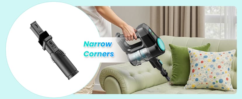 N3T Cordless Vacuum Cleaner,Wireless Stick Vacuum with 40mins Runine,Self-Standing,Anti-Tangle Brush,Rechargeable Lightweight Vacuum Cleaner for Home,Hardwood Floor,Pet Hair, Carpet-Green