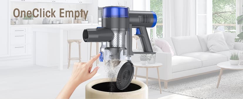 Cordless Vacuum Cleaner, 33KPA/400W Rechargeable Stick Vacuum Cleaner with 45 Mins Runtime, 6-in-1 Lightweight Portable Handheld Stick Vacuum for Home Hard Floor Carpet Car Pet Hair