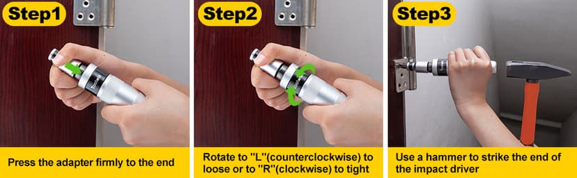 Toolwiz 1/2" Hand Impact Screwdriver Set - 14 Pcs, Reversible Manual Impact Driver with S2 Steel Screwdriver Bits for Disengage Rusted Fasteners or Frozen Bolts