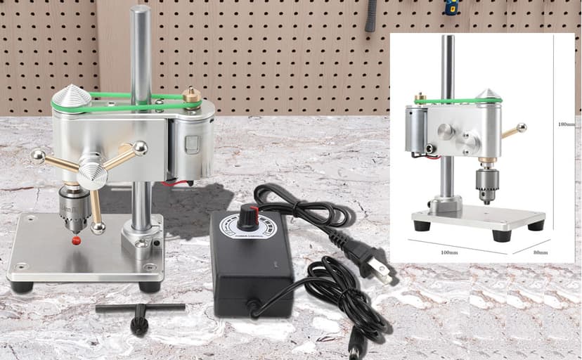 Mini Drill Press, Precision Variable Speed Benchtop Drill Press, Electric Portable Bench Drilling Machine JT0 Chuck CNC 360° Rotating for Metal Wooden DIY Jewelry Making Crafts Tool