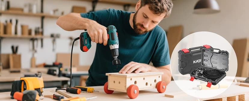 KATA Hole Saw Set 20PCS Hole Saw Kit with 3/4"-6"(19-152mm) 13PCS Saw Blades, 2 Mandrels, 3 Drill Bits, 1 Installation Plate, 1 Hex Key, Ideal for Soft Wood, Plywood, Drywall, PVC