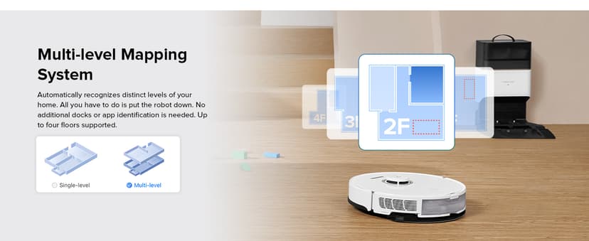 roborock S8+ Robot Vacuum, Sonic Mop with Self-Empty Dock, Stores up to 60-Days of Dust, Auto Lifting Mop, Ultrasonic Carpet Detection, 6000Pa Suction, White