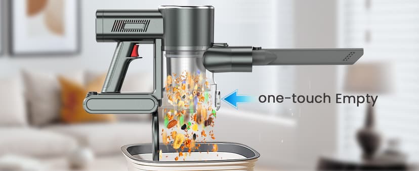 Cordless Vacuum Cleaner, 350W 35KPA 100Mins Runtime Powerful Stick Vacuum for home with Self-Standing, Touch Screen, Rechargeable Handheld Vacuum for Home/Pet Hair/Carpets/Hard Floors(2 Batteries)