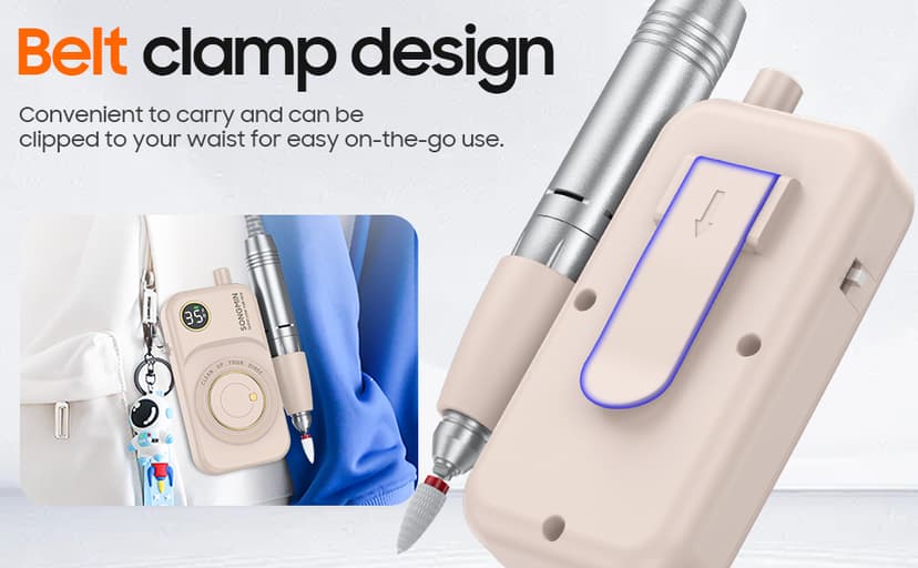 Professional Nail Drill 35000 RPM,SONGMIN Portable Cordless Efile with Bits Kit for Acrylic Nails Gel Polishing Removing,Rechargeable Electric Nail File Machine for Manicure,Pedicure Salon Home,Pink